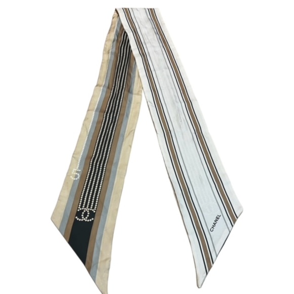 CHANEL Large Twilly Bandeau Scarf, Beige - Picture 2 of 5